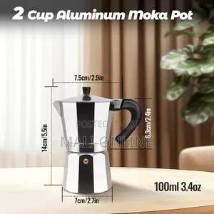 2 Cup Moka Pot Aluminium Stovetop Manual Coffee Maker