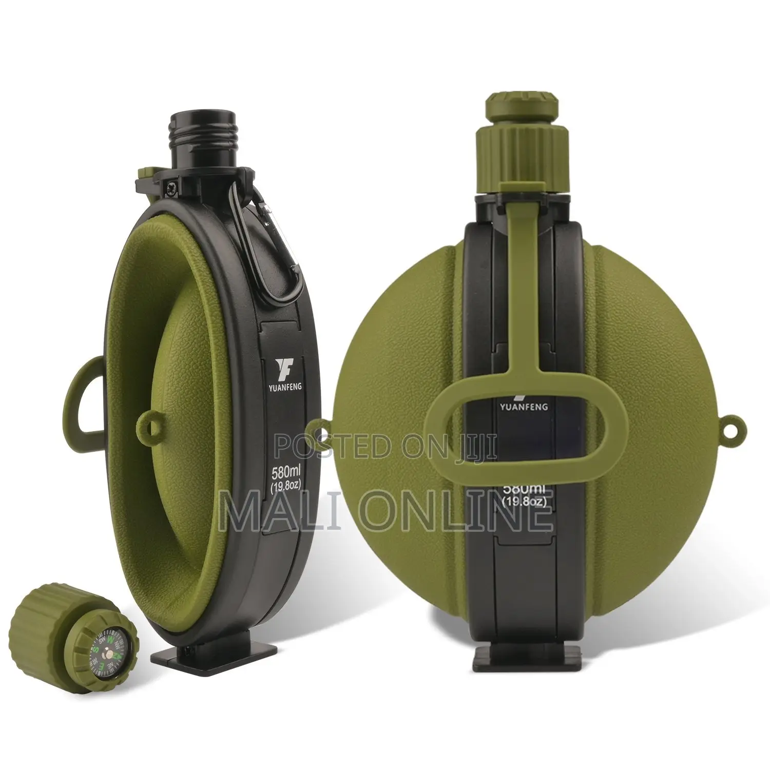 580ml Foldable Silicone Water Bottle Reusable Collapsible With Compass