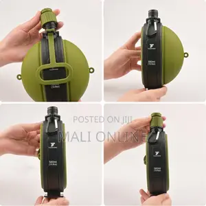 580ml Foldable Silicone Water Bottle Reusable Collapsible With Compass