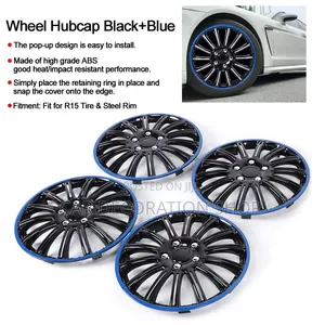 13" Black Accent Split Spokes Wheel Caps