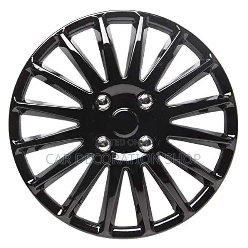13" Gloss Black Wheel Trims Wheel Caps With Locking Retention Rings