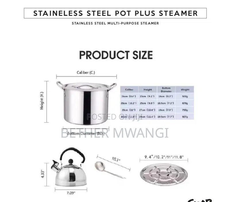 14Pc Stainless Steel Pots/Steamer in Kenya