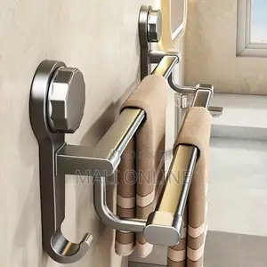 60cm Towel Rack Double Layer Suction Cup Bathroom Holder Firm Grip