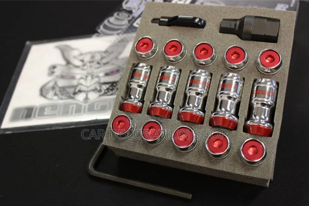 Subaru/Toyota Chrome Finish Wit Red Detachablealuminum Dust Cap Lugnut