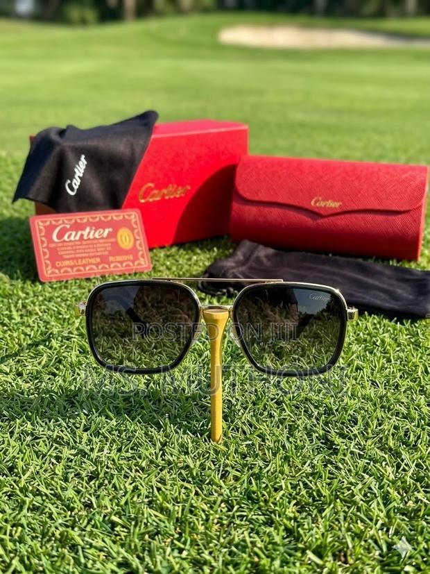 Black With Gold Accents Polarized Cartier Sunglasses