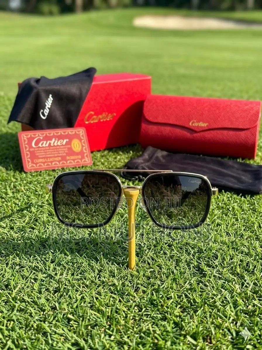 Black With Gold Accents Polarized Cartier Sunglasses