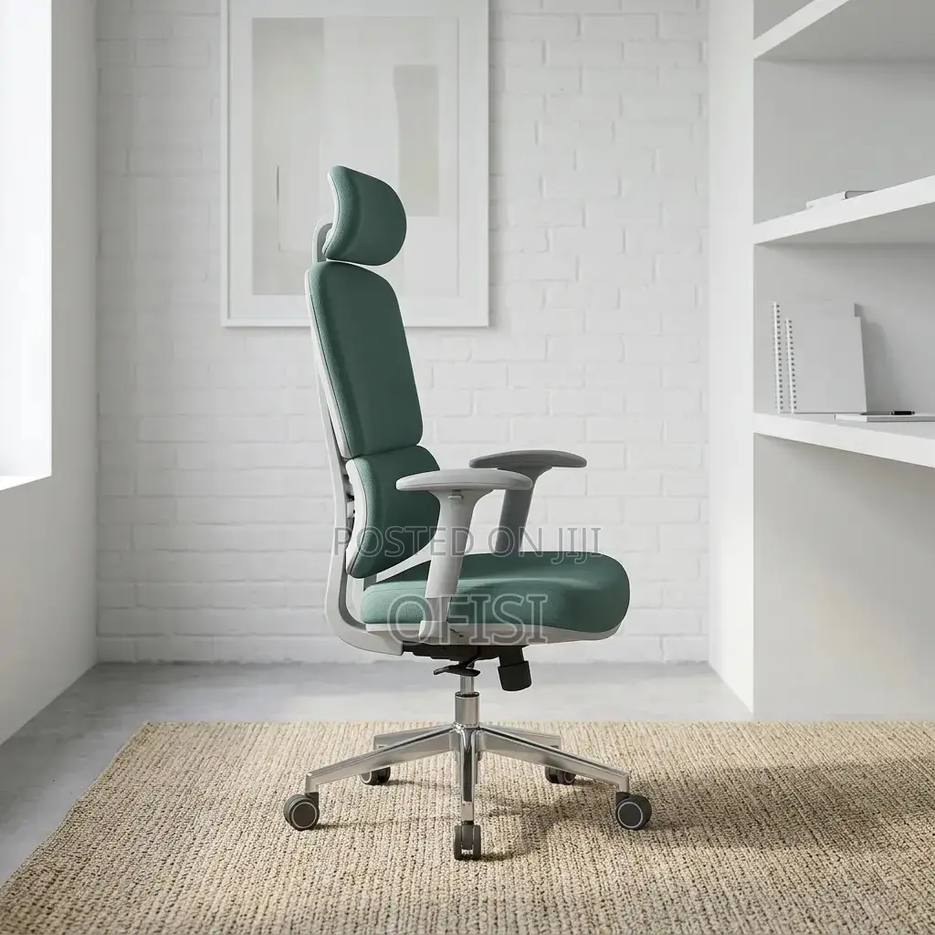 Office Chair; Fabric Orthopedic Office Seat - Green