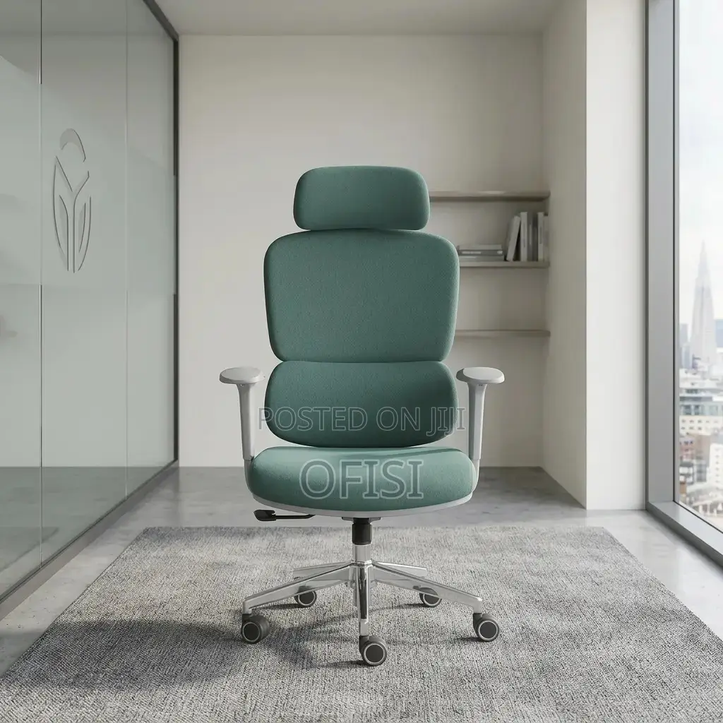 Office Chair; Fabric Orthopedic Office Seat - Green