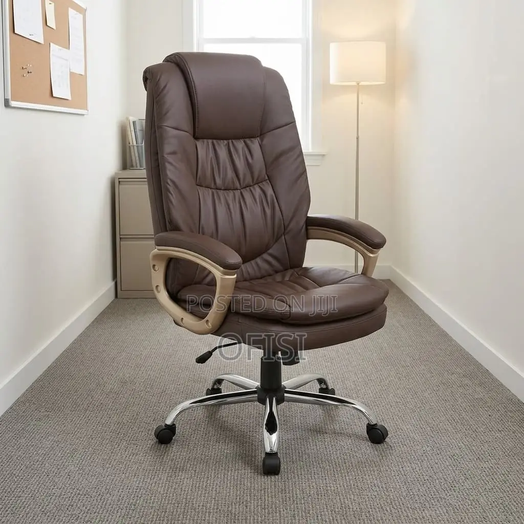 Office Chair; Brown Leather Executive Office Chair
