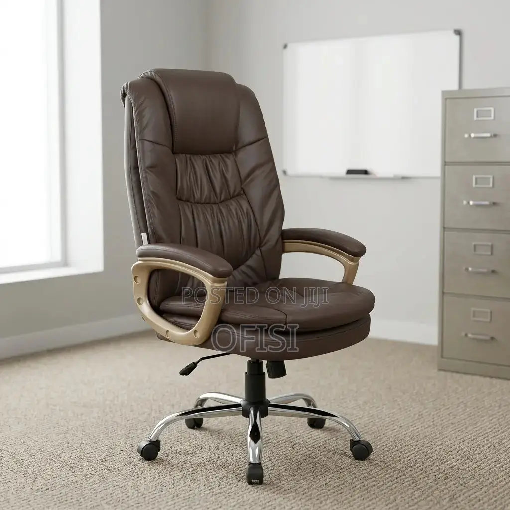 Office Chair; Brown Leather Executive Office Chair