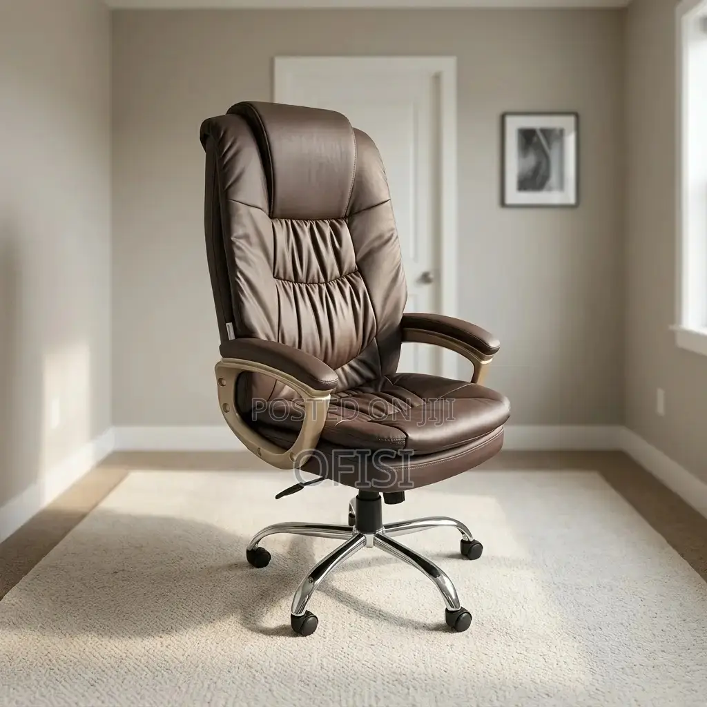 Office Chair; Brown Leather Executive Office Chair