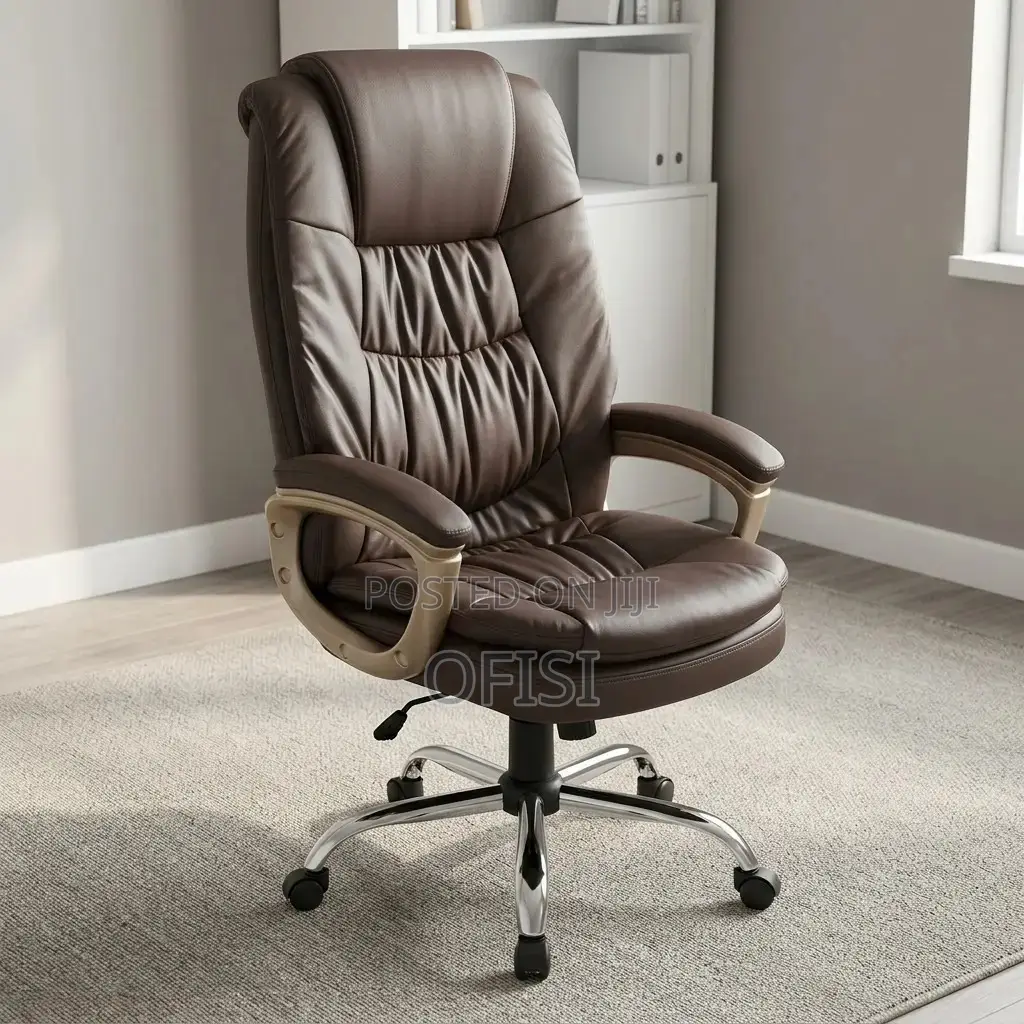 Office Chair; Brown Leather Executive Office Chair