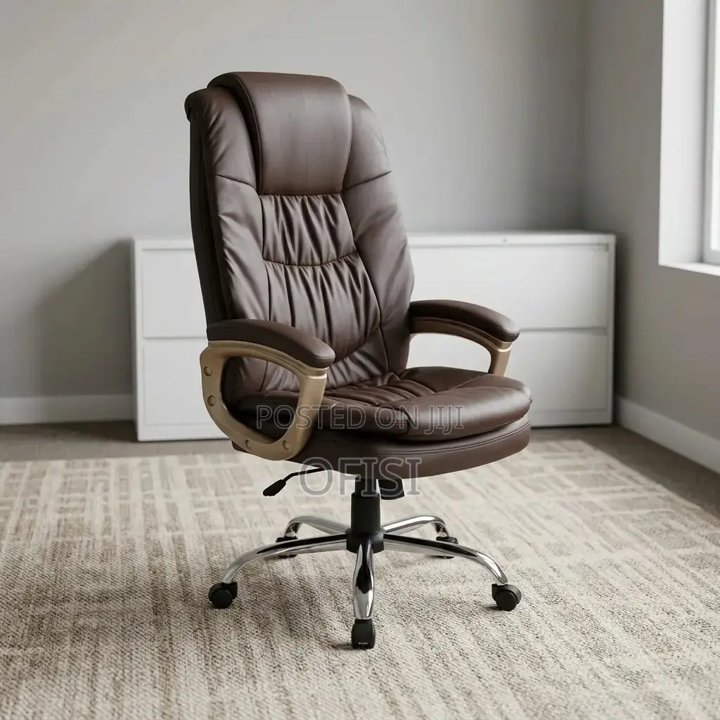 Office Chair; Brown Leather Executive Office Chair