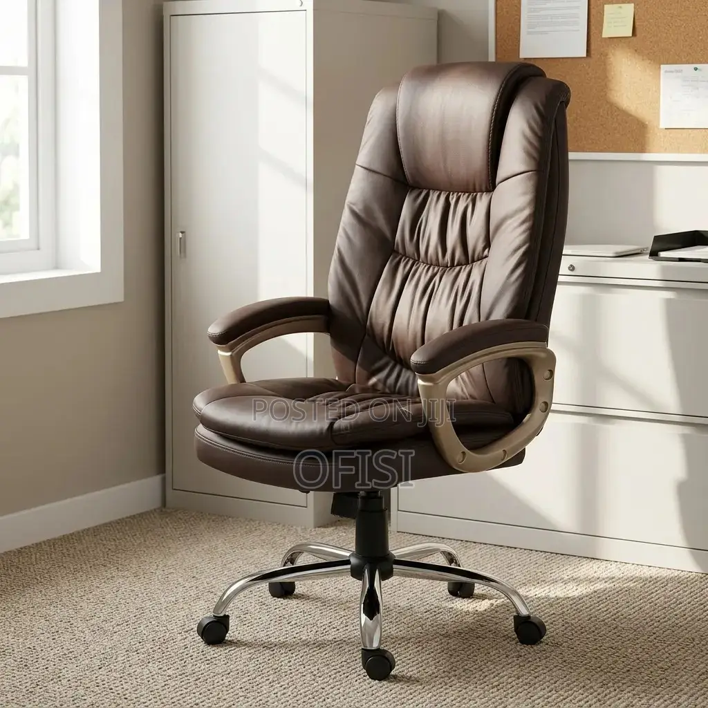 Office Chair; Brown Leather Executive Office Chair
