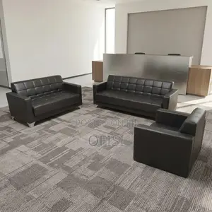 Office Sofa; Leather 5 Seater Reception Set