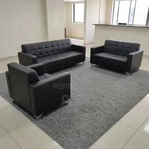 Office Sofa; Leather 5 Seater Reception Set