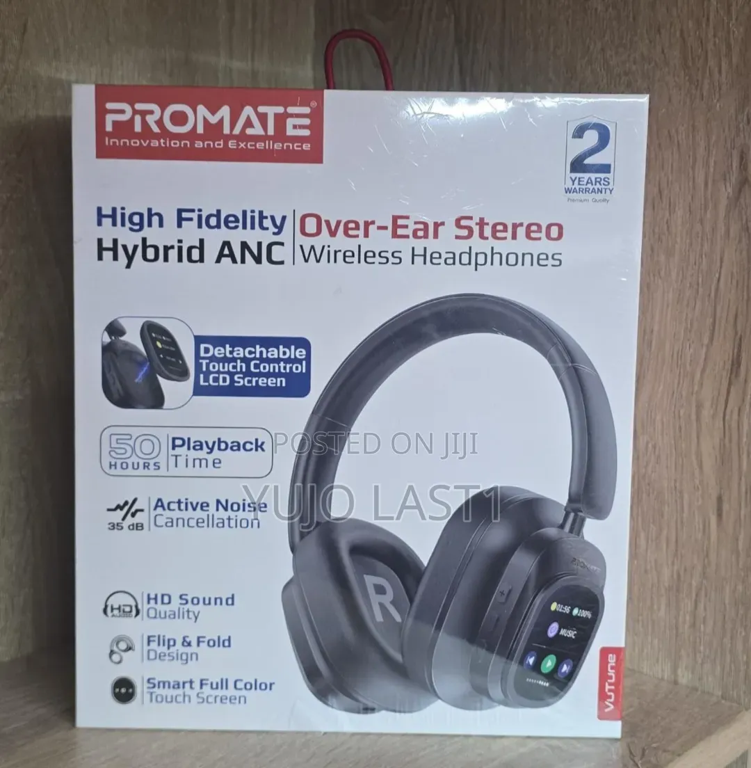 Promate VuTune – Hybrid ANC Headphones With LCD Touch Controller