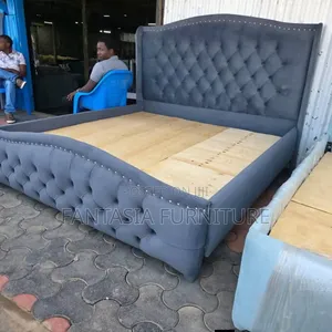 Grey Wingback 6 by 6 Bed
