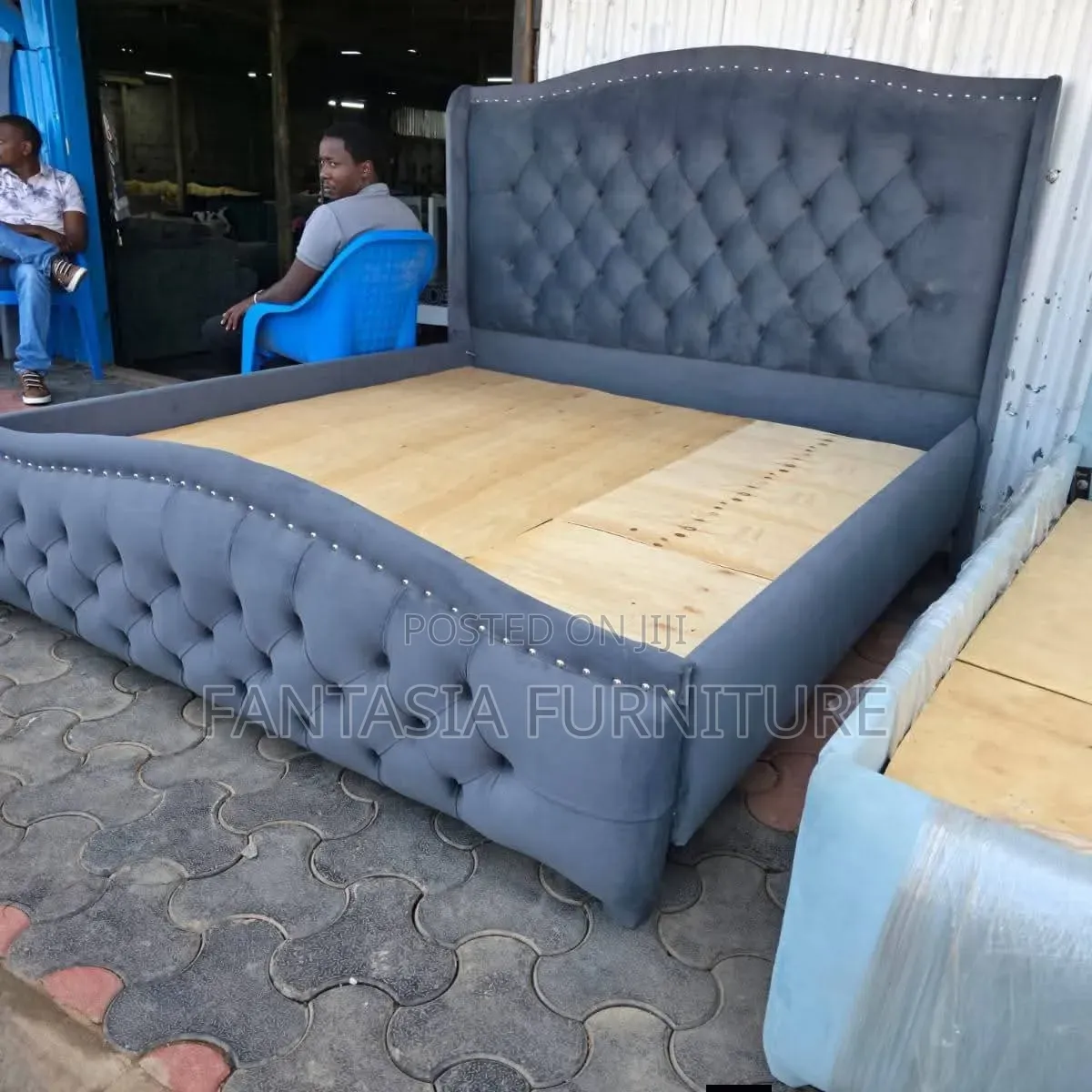 Grey Wingback 6 by 6 Bed