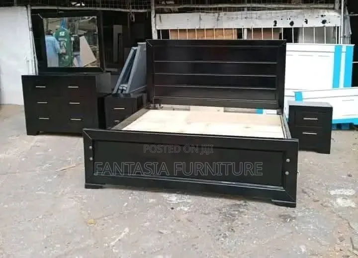 Black Wooden 5 by 6 Bed