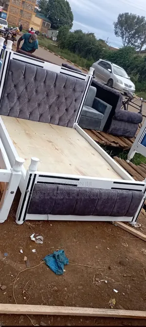 White and Grey 5 by 6 Bed