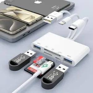 5-in-3 Lightning, Type-C USB a to All Device Card Reader