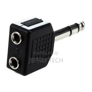6.35Mm Male Plug to Dual 3.5Mm Stereo Jack Female Socket Splitter Conn