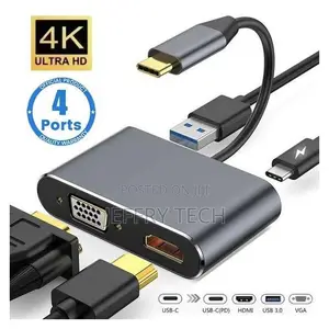 USB C Hub 4 in 1 Type C 3.0 Adapter to HDMI VGA PD Fast Charge SPL