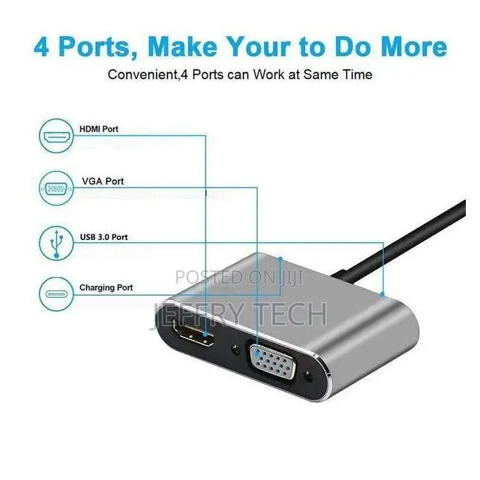 USB C Hub 4 in 1 Type C 3.0 Adapter to HDMI VGA PD Fast Charge SPL