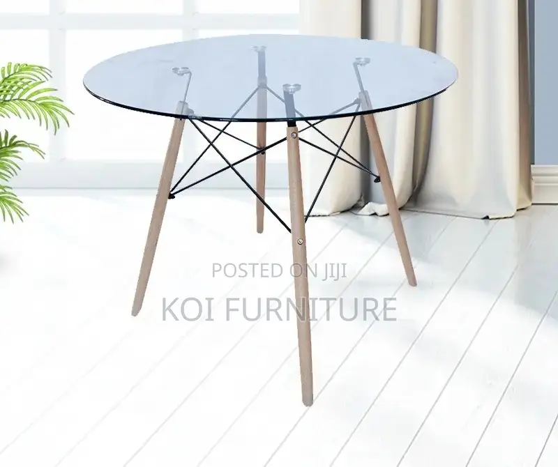 Home Tables; Classical Round Eames Glass Top Home Tables