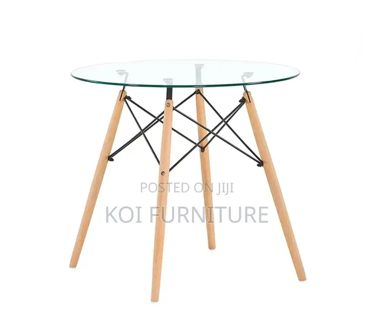 Home Tables; Classical Round Eames Glass Top Home Tables