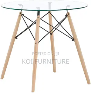 Home Tables; Classical Round Eames Glass Top Home Tables