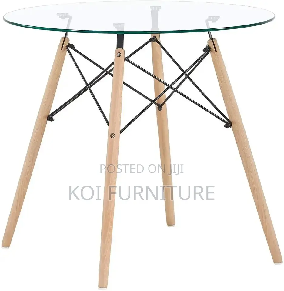 Home Tables; Classical Round Eames Glass Top Home Tables