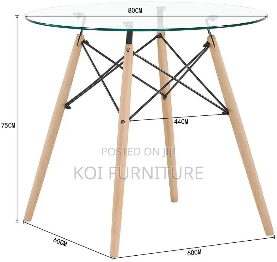 Home Tables; Classical Round Eames Glass Top Home Tables