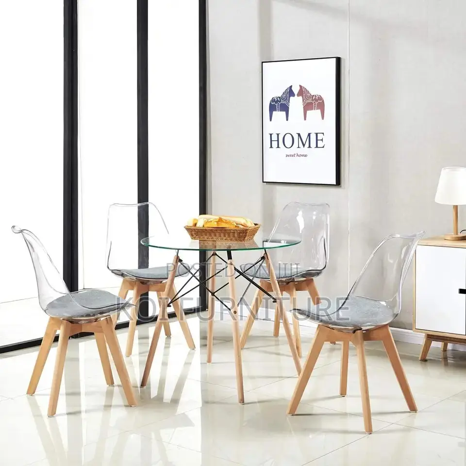 Home Tables; Classical Round Eames Glass Top Home Tables