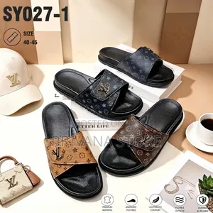 Premium LV Men's Leather Slides / Comfort Footbed Slippers