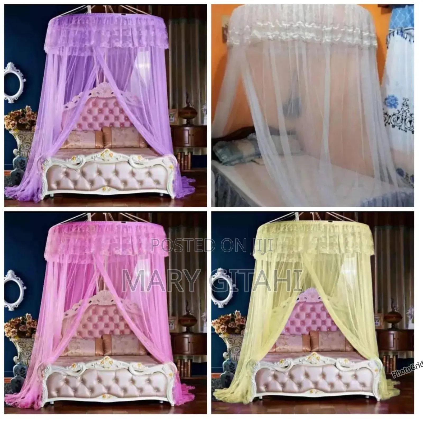 5*6 Round Mosquito Net Pink Purple Cream and White