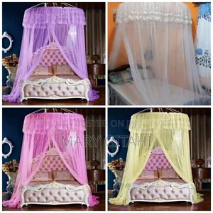 5*6 Round Mosquito Net Pink Purple Cream and White