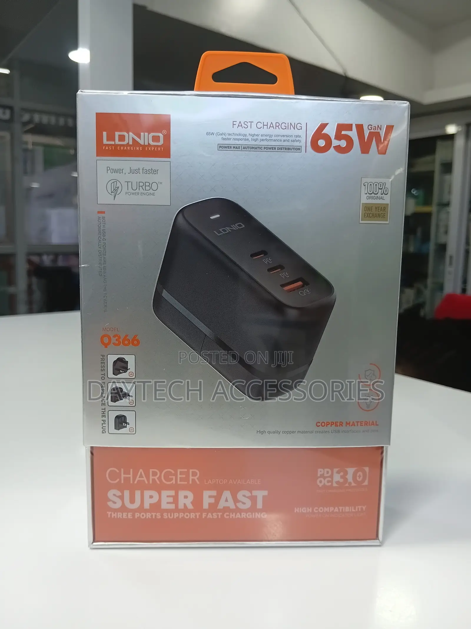 LDNIO 65W GaN USB-C Wall Charger 3-in-1 Fast Charger Travel Adapter.