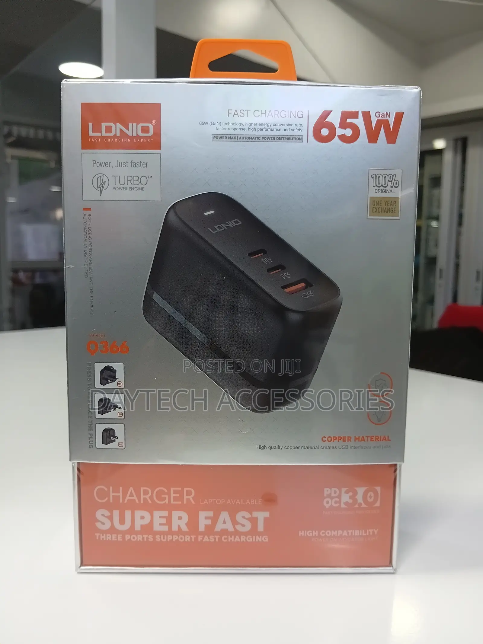 LDNIO 65W GaN USB-C Wall Charger 3-in-1 Fast Charger Travel Adapter.
