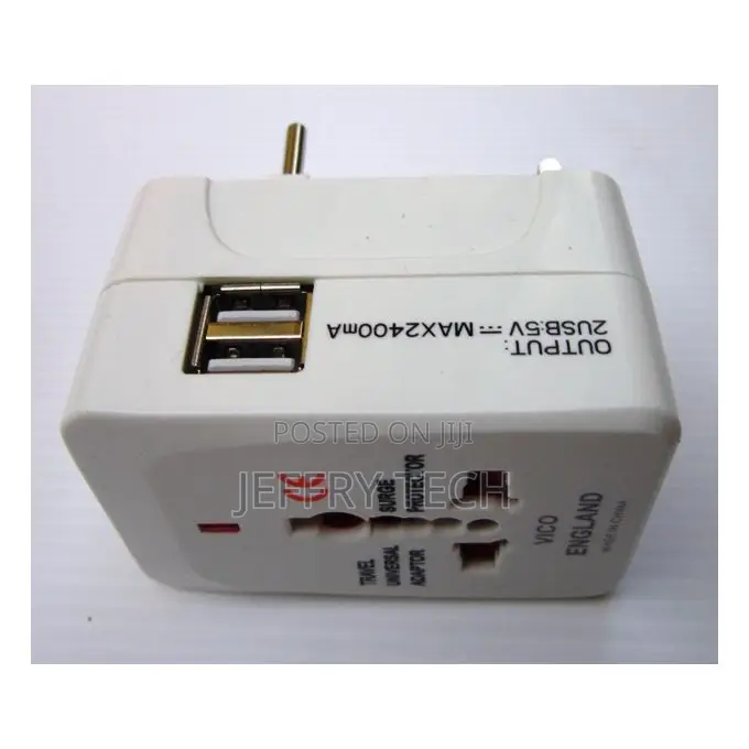 All in One Universal International Plug Adapter With 2 USB Port