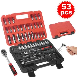 53pcs 1/4in Socket Set Ratchet Torque Wrench Combo CRV Auto Car