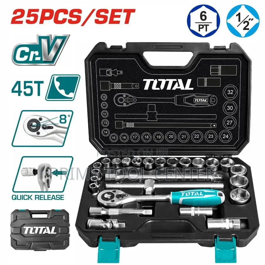 Total THT121251 25 Pcs 1/2″ socket set