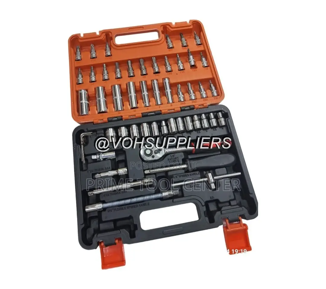 53pcs 1/4in Socket Set Ratchet Torque Wrench Combo CRV Auto Car