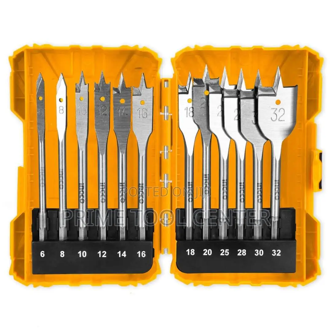 INGCO AKDL1201 12 Pcs flat wood drill bits set