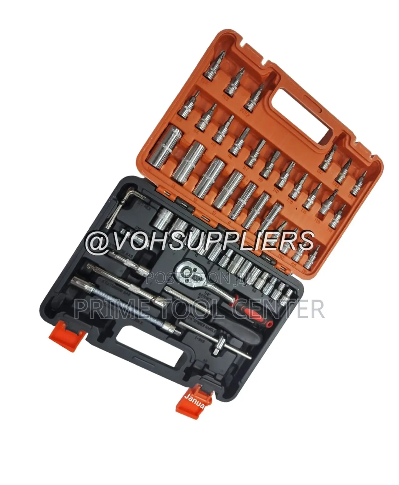 53pcs 1/4in Socket Set Ratchet Torque Wrench Combo CRV Auto Car