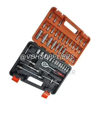 53pcs 1/4in Socket Set Ratchet Torque Wrench Combo CRV Auto Car