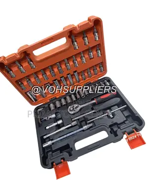 53pcs 1/4in Socket Set Ratchet Torque Wrench Combo CRV Auto Car