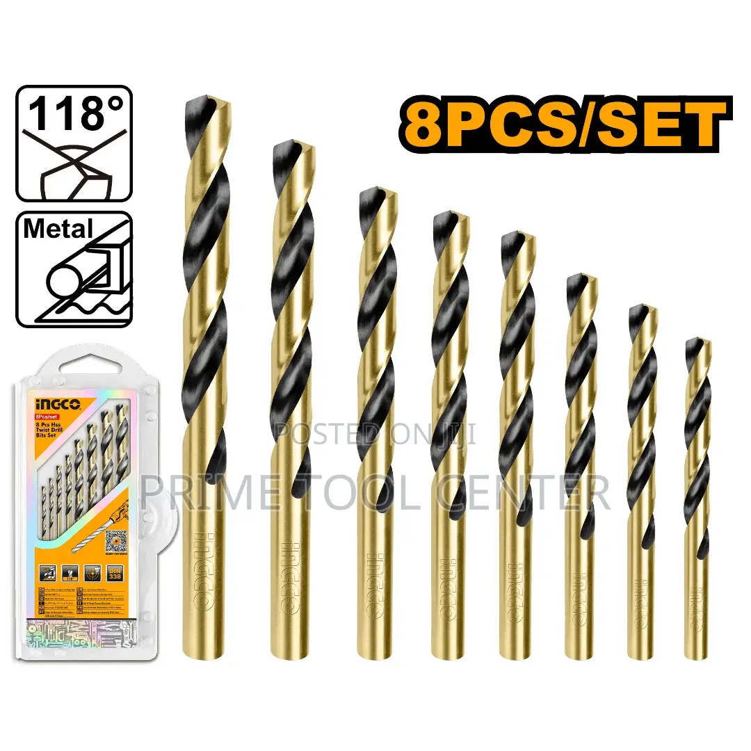 INGCO 8 Pcs HSS twist drill bits set