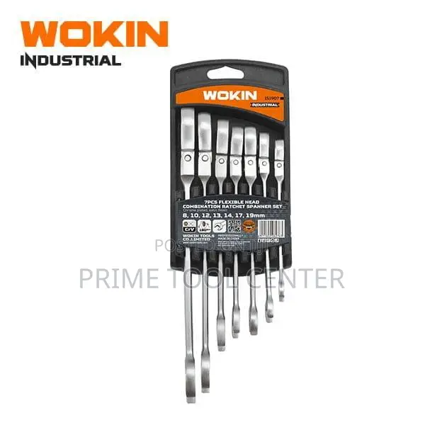 WOKIN 7 PCS FLEXIBLE HEAD COMBINATION RATCHET SPANNER SET